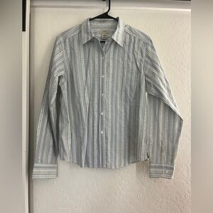 L.L Bean Vintage Women’s Button Down Collared Long Sleeve Shirt Floral Striped L